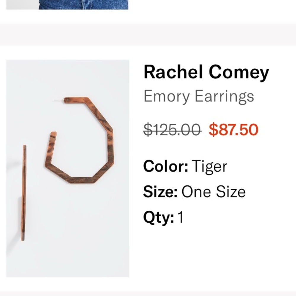 Rachel Comey earrings. The coral version is pictured for size reference.